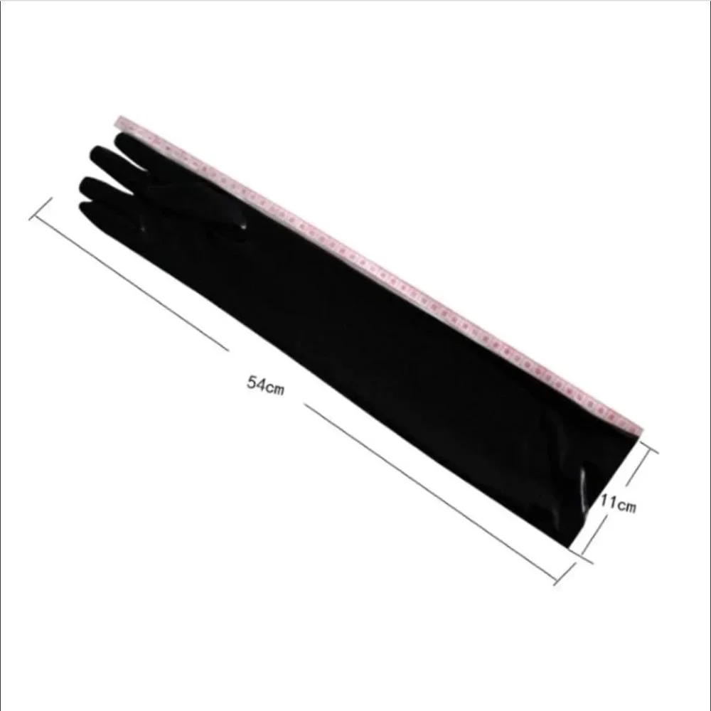 FA Latex Cosplay Black Long Gloves